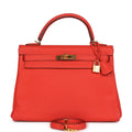 Hermes Kelly Retourne 32 Capucine Togo Gold Hardware - Exclusu