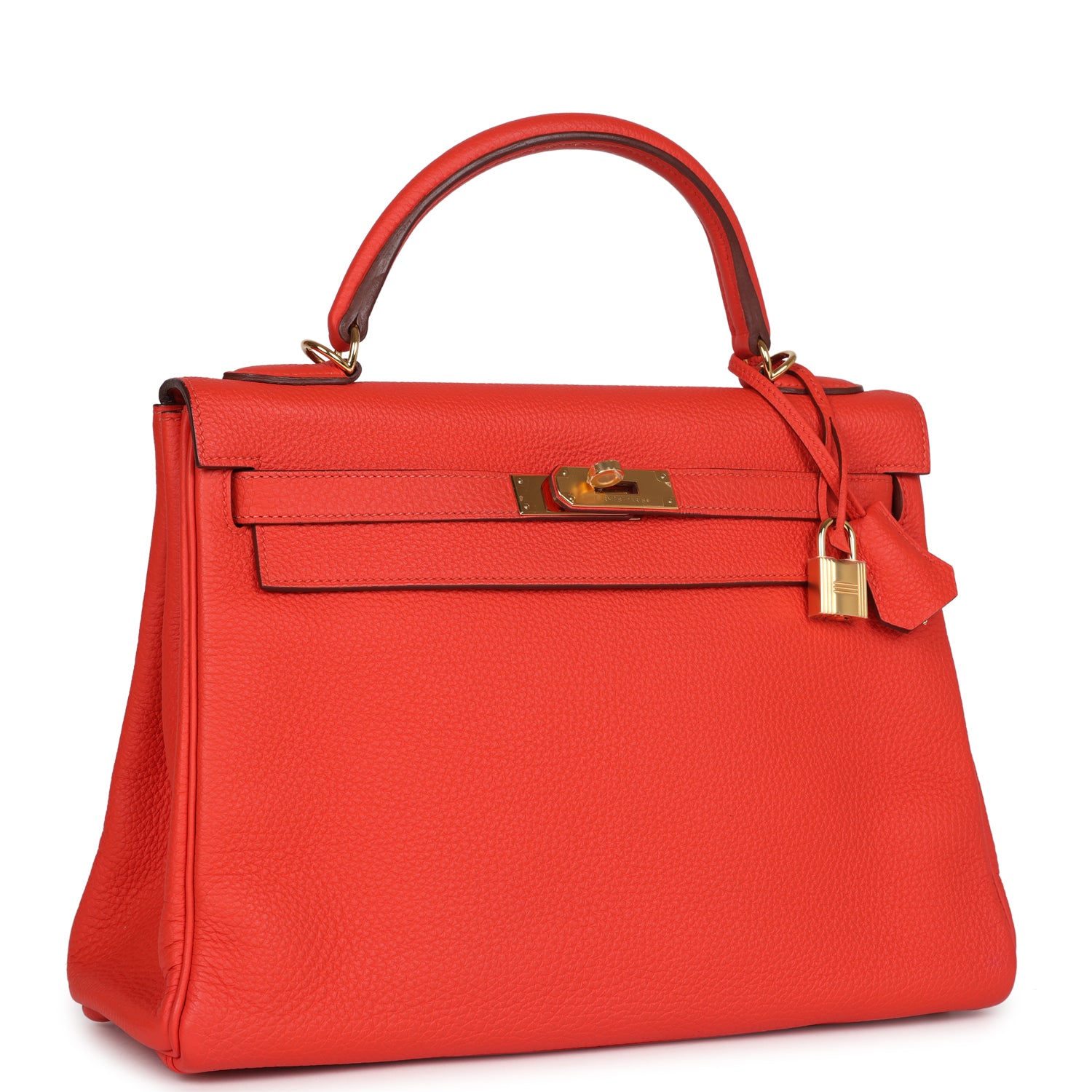 Hermes Kelly Retourne 32 Capucine Togo Gold Hardware - Exclusu