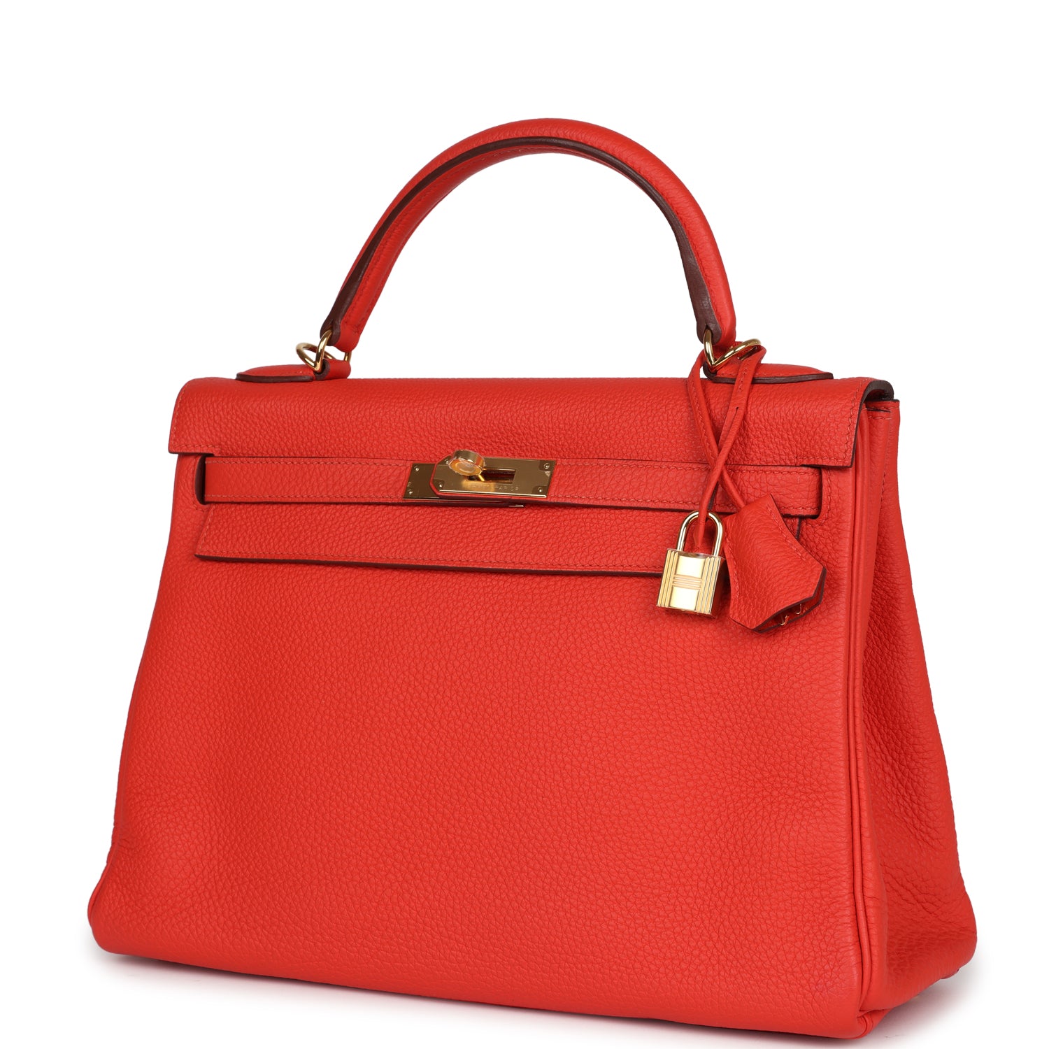Hermes Kelly Retourne 32 Capucine Togo Gold Hardware - Exclusu