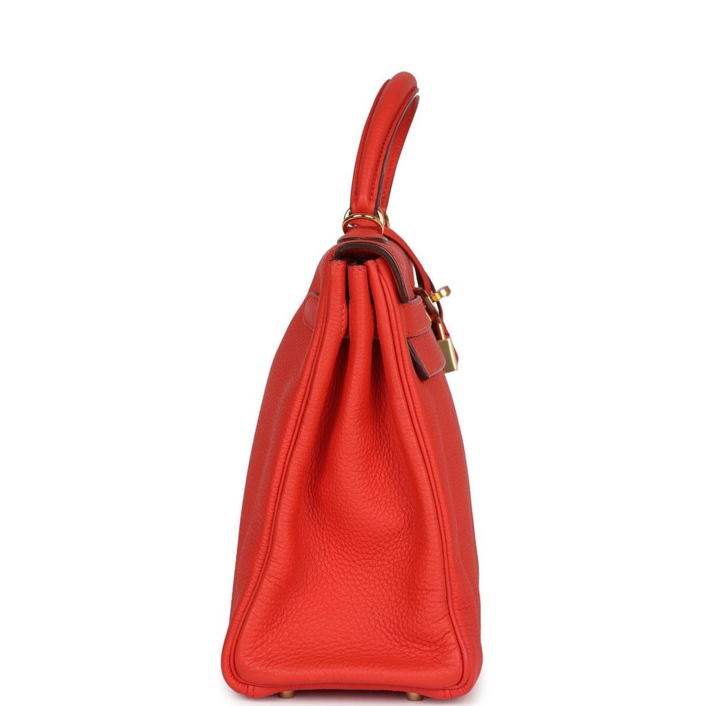 Hermes Kelly Retourne 32 Capucine Togo Gold Hardware - Exclusu