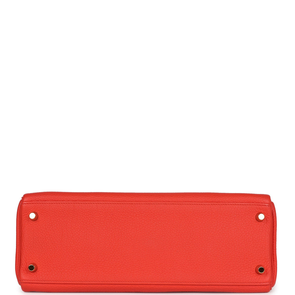 Hermes Kelly Retourne 32 Capucine Togo Gold Hardware - Exclusu