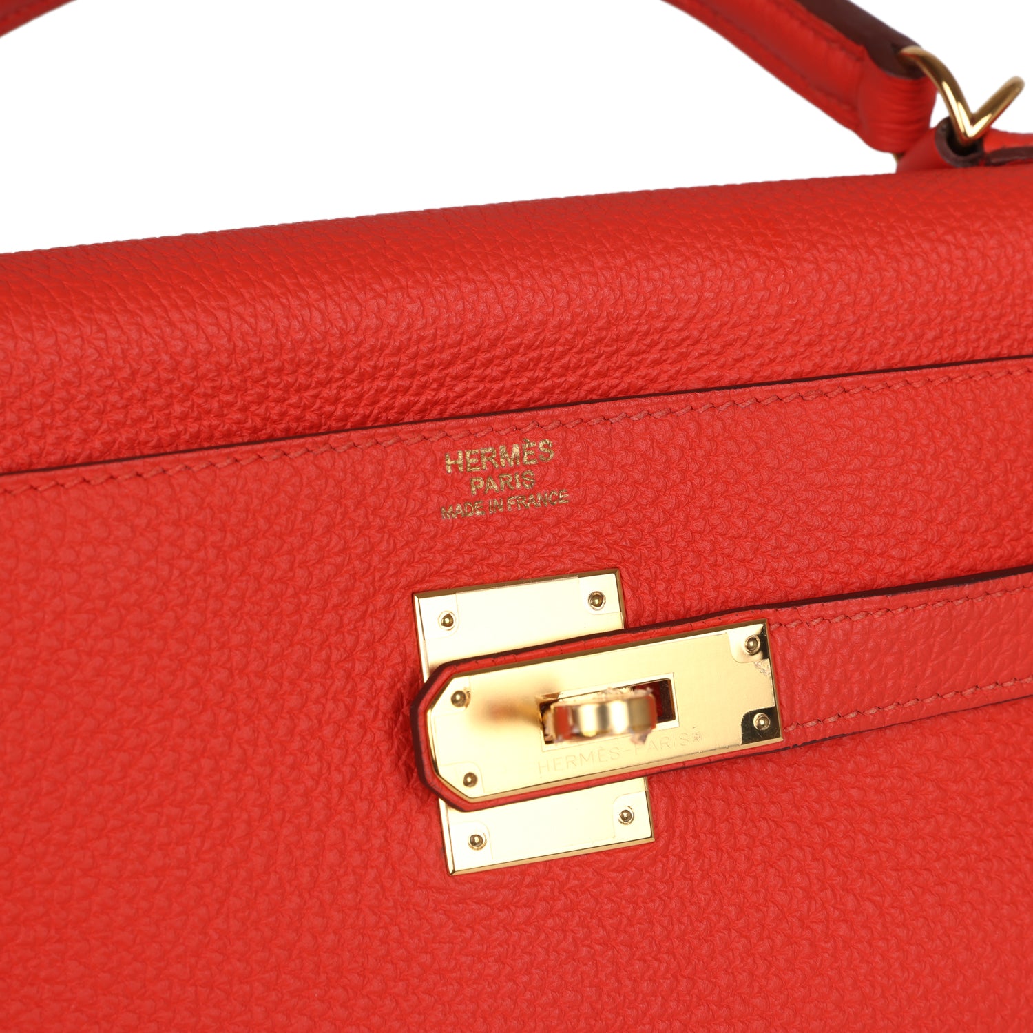 Hermes Kelly Retourne 32 Capucine Togo Gold Hardware - Exclusu