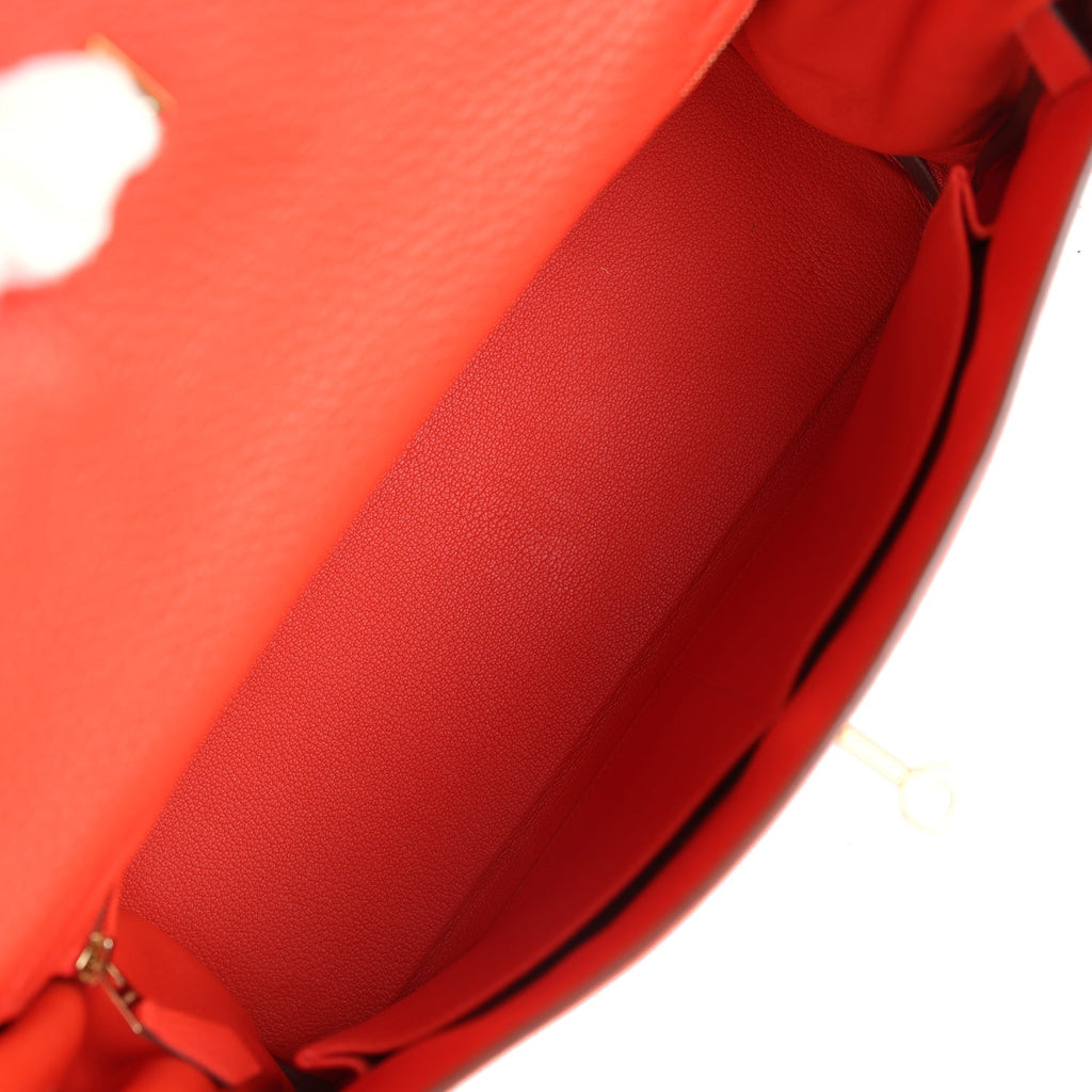 Hermes Kelly Retourne 32 Capucine Togo Gold Hardware - Exclusu