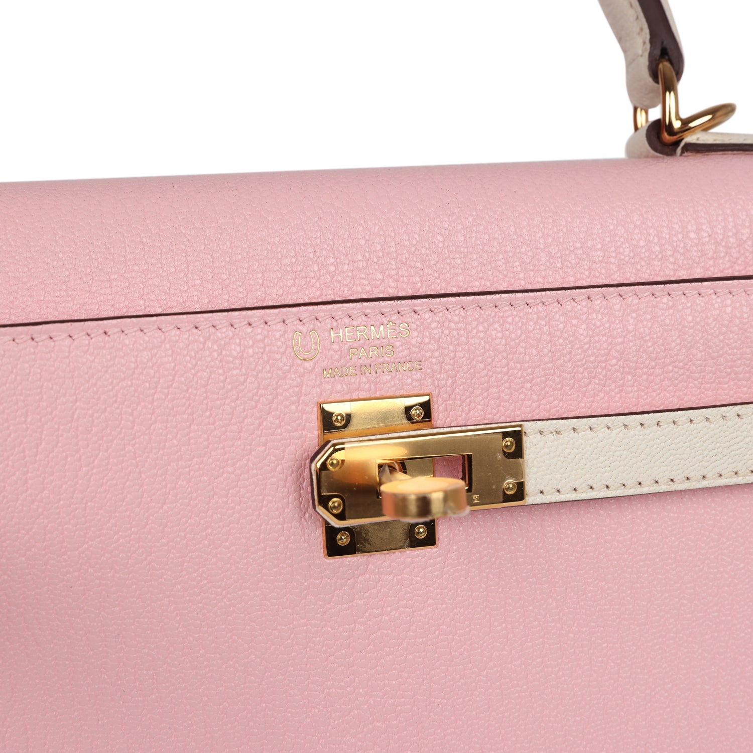Hermes Kelly Sellier 25 Rose Sakura and Nata Chevre Gold Hardware - Exclusu