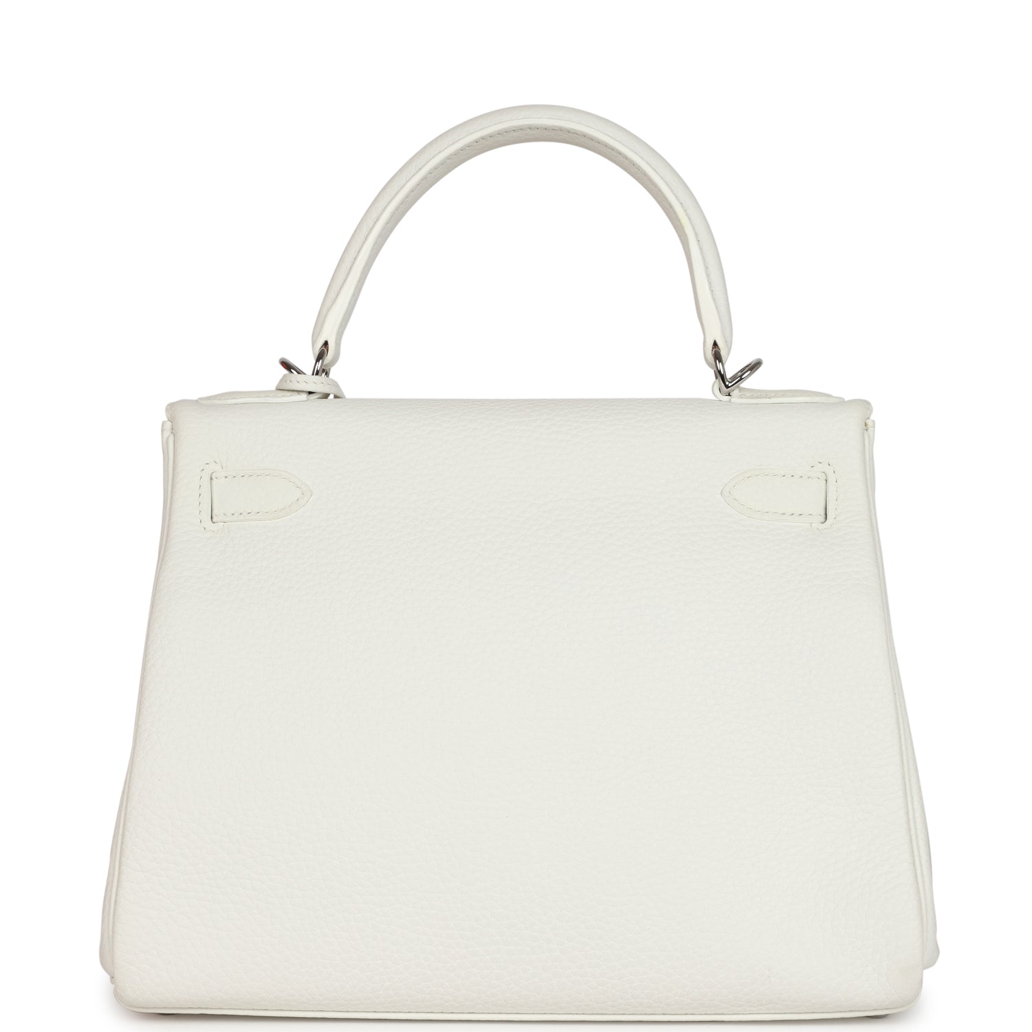 Hermes Kelly Retourne 28 White Clemence Palladium Hardware - Exclusu