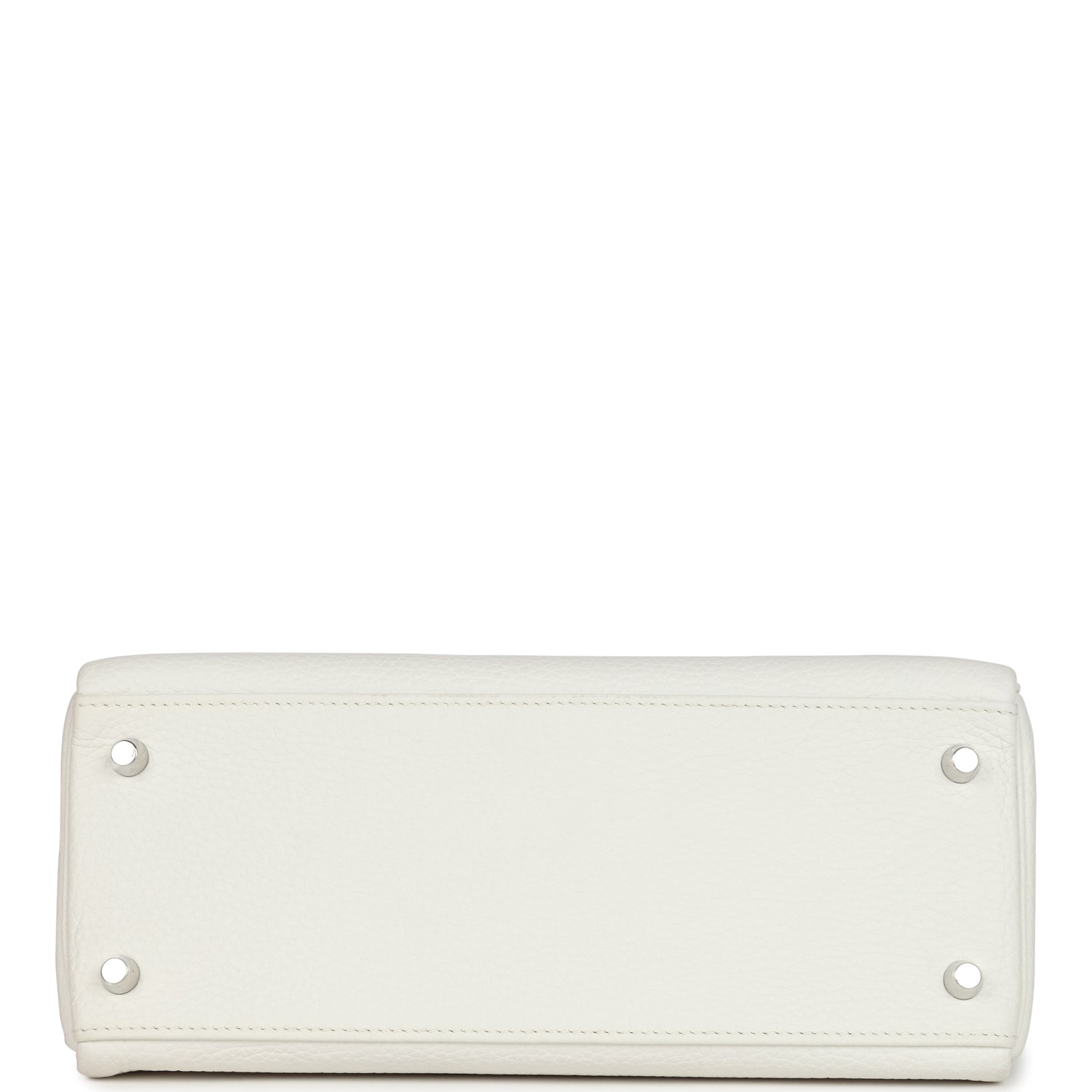 Hermes Kelly Retourne 28 White Clemence Palladium Hardware - Exclusu