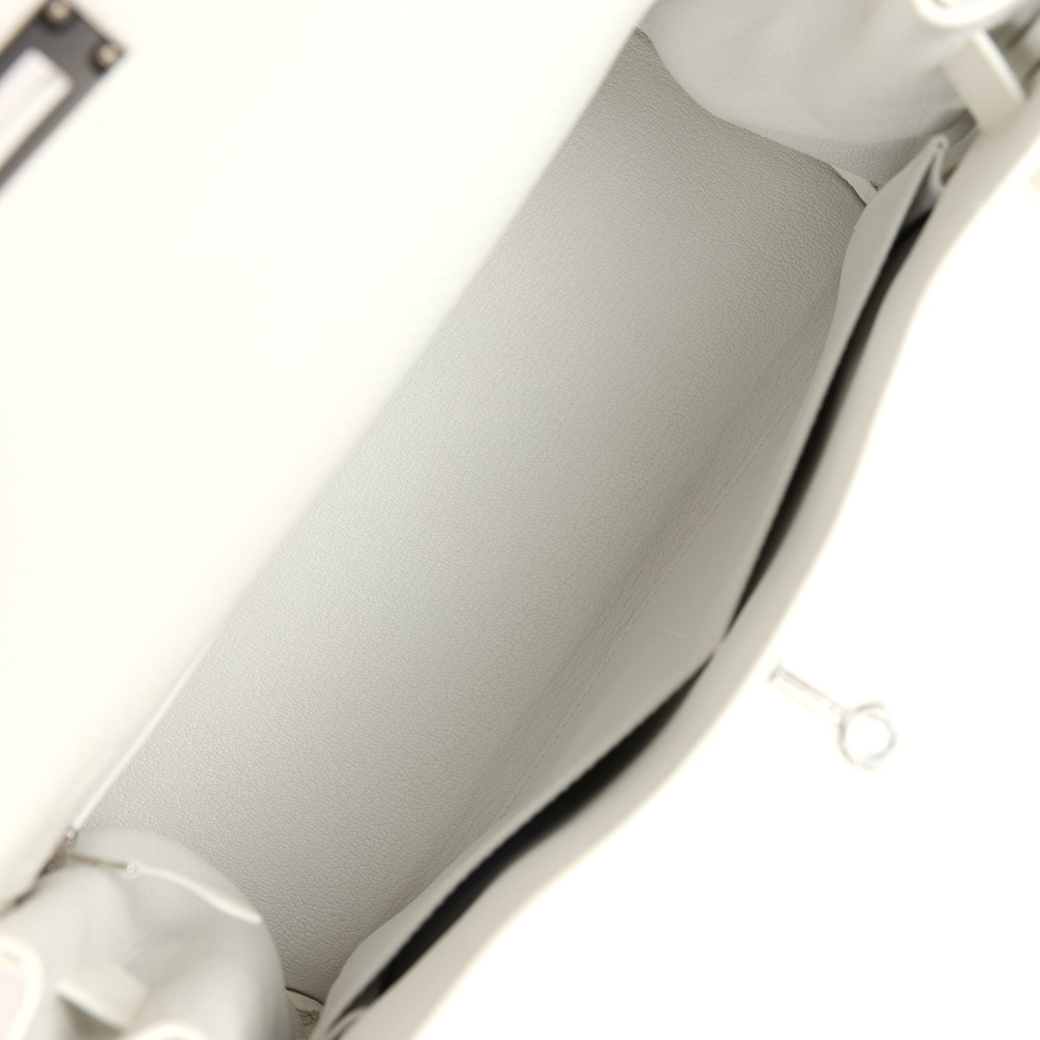 Hermes Kelly Retourne 28 White Clemence Palladium Hardware - Exclusu