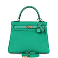 Hermes Kelly Retourne 25 Menthe Togo and Varanus Niloticus Lizard Touch Permabrass Hardware - Exclusu
