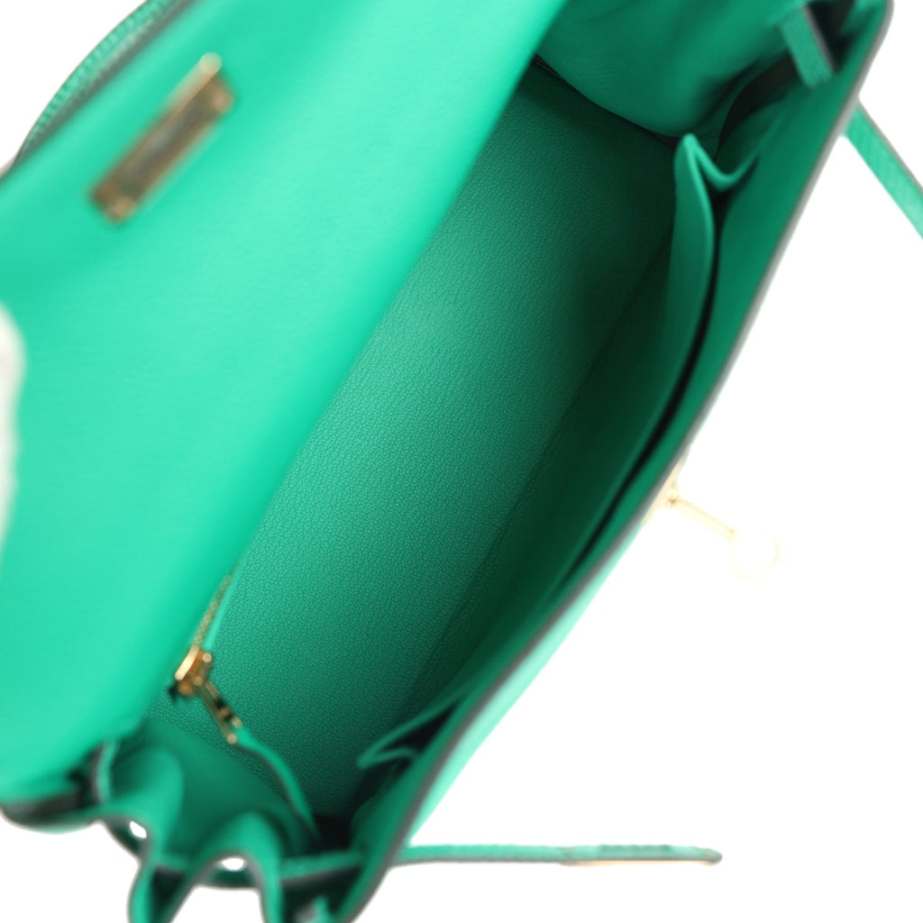 Hermes Kelly Retourne 25 Menthe Togo and Varanus Niloticus Lizard Touch Permabrass Hardware - Exclusu