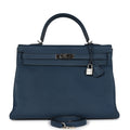 Hermes Kelly Retourne 35 Bleu De Prusse Togo Palladium Hardware - Exclusu