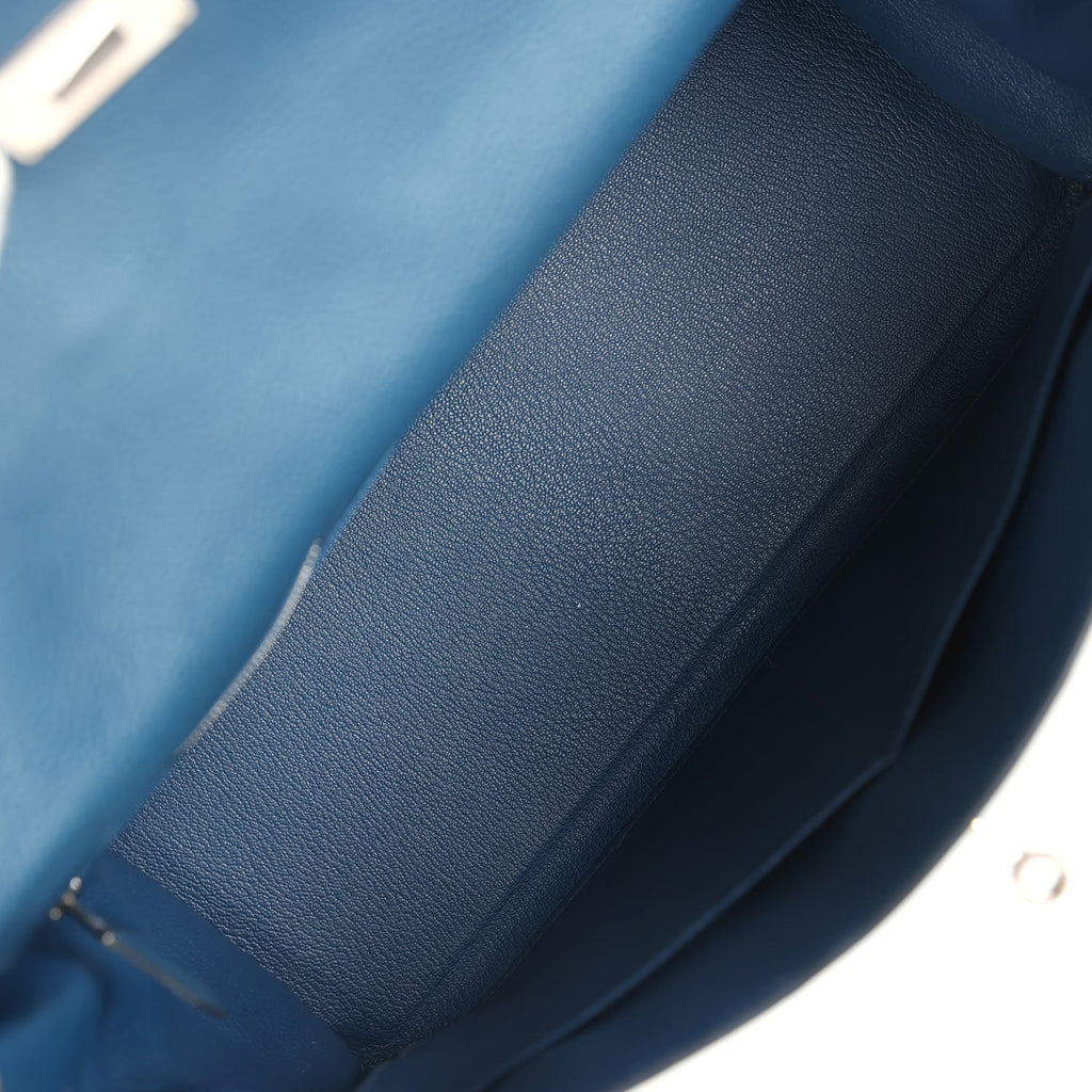 Hermes Kelly Retourne 35 Bleu De Prusse Togo Palladium Hardware - Exclusu