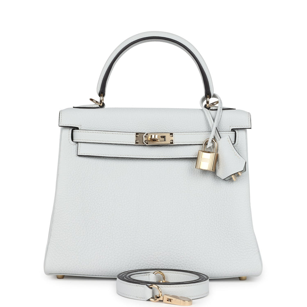 Hermes Kelly Retourne 25 Gris Platine Togo Permabrass Hardware - Exclusu