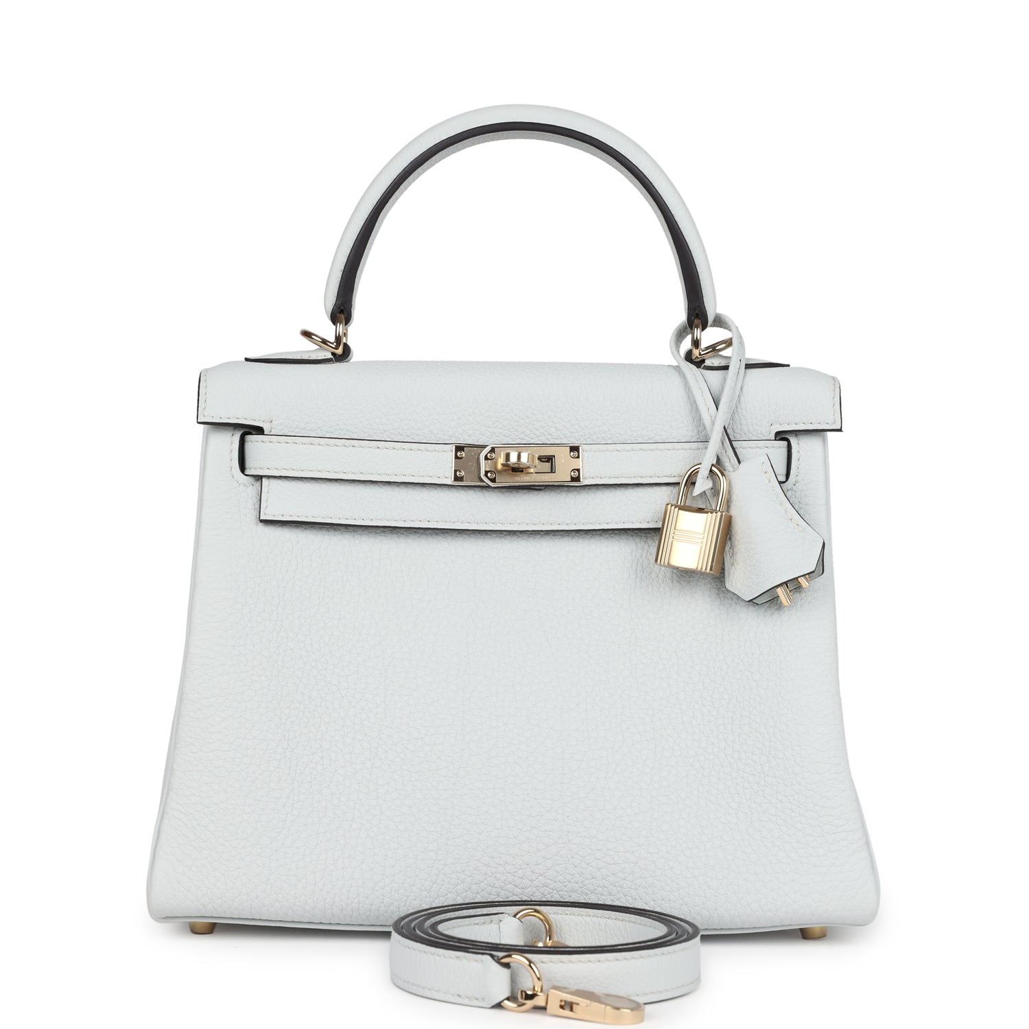 Hermes Kelly Retourne 25 Gris Platine Togo Permabrass Hardware - Exclusu