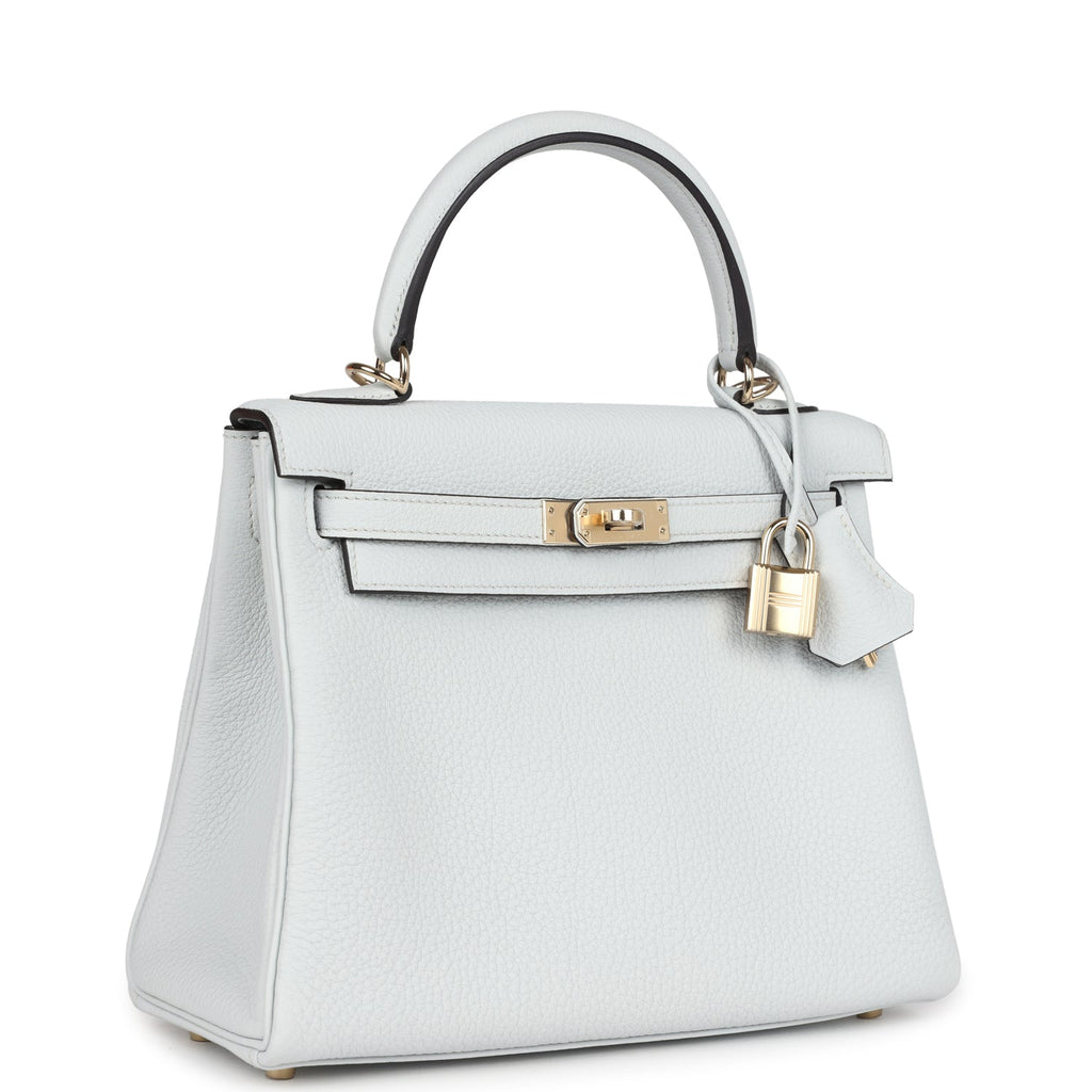 Hermes Kelly Retourne 25 Gris Platine Togo Permabrass Hardware - Exclusu