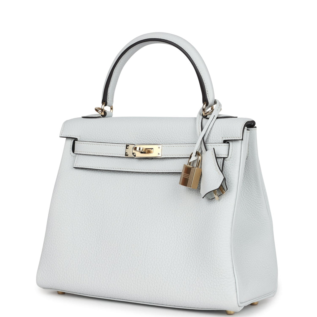 Hermes Kelly Retourne 25 Gris Platine Togo Permabrass Hardware - Exclusu
