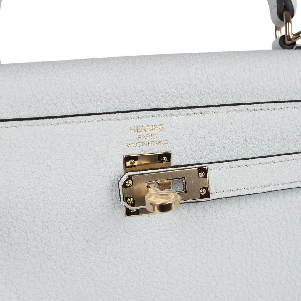 Hermes Kelly Retourne 25 Gris Platine Togo Permabrass Hardware - Exclusu