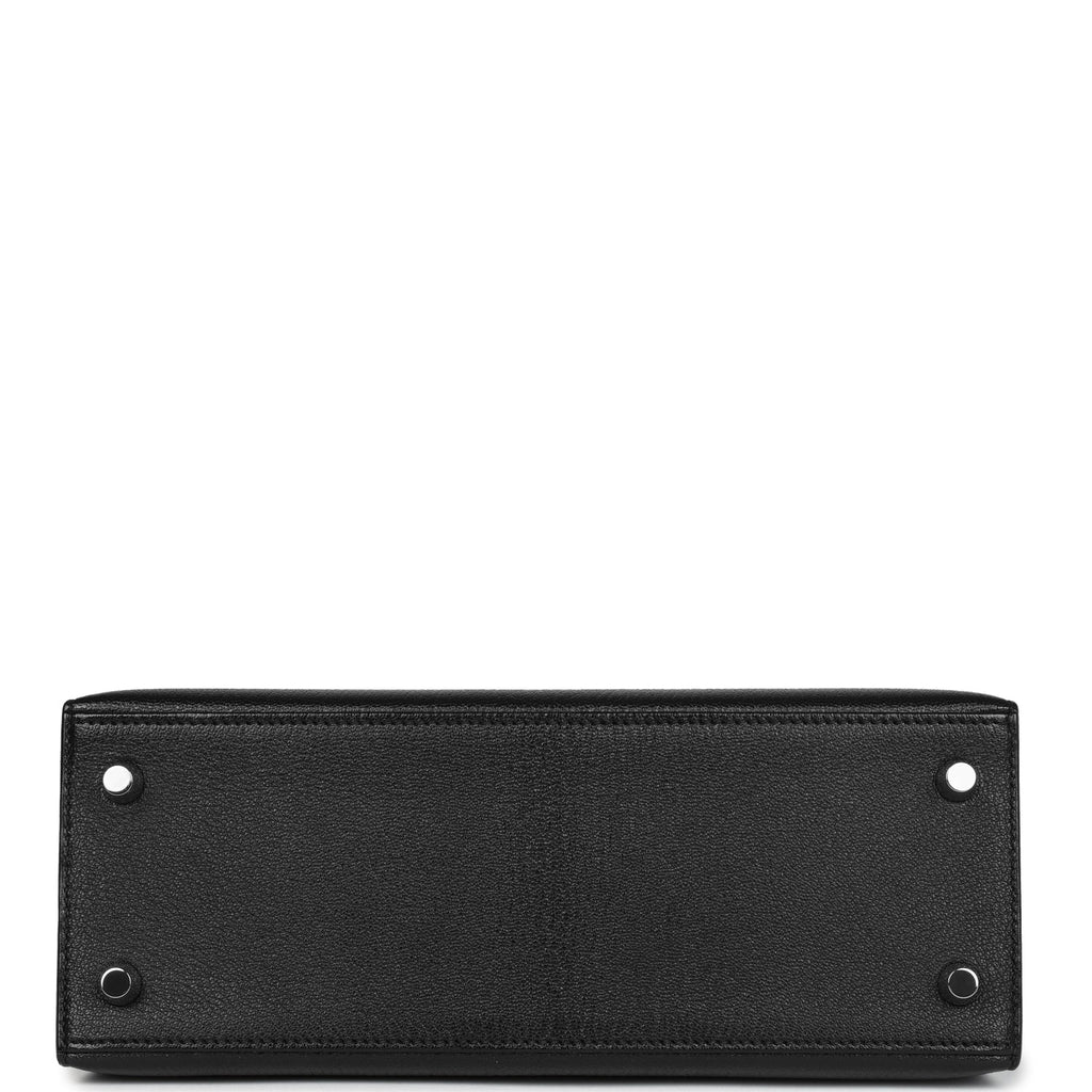 Hermes Kelly Sellier 25 Black Chevre Mysore Gold Hardware - Exclusu