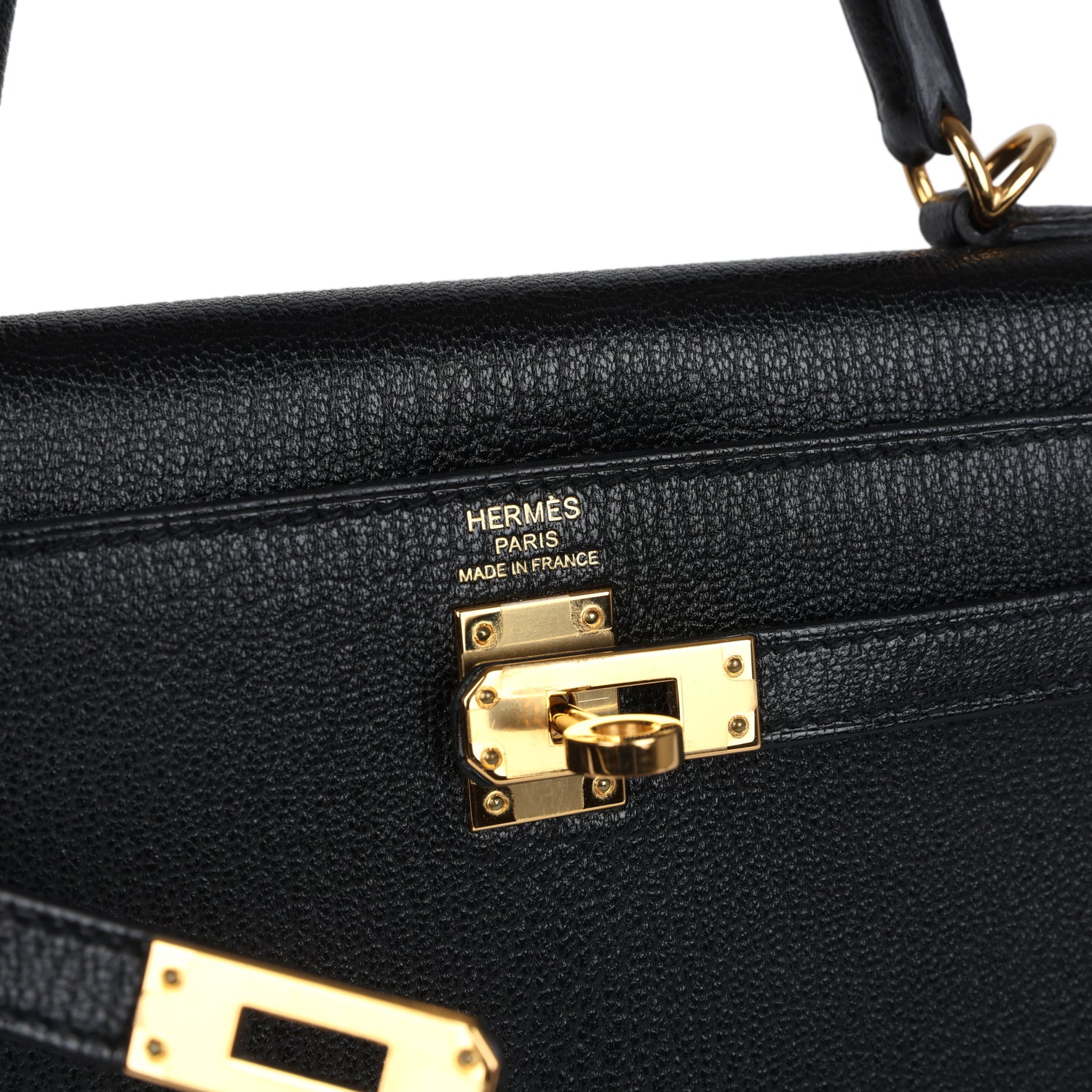 Hermes Kelly Sellier 25 Black Chevre Mysore Gold Hardware - Exclusu