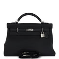 Hermes Kelly 42 Maxi Black Togo Palladium Hardware - Exclusu