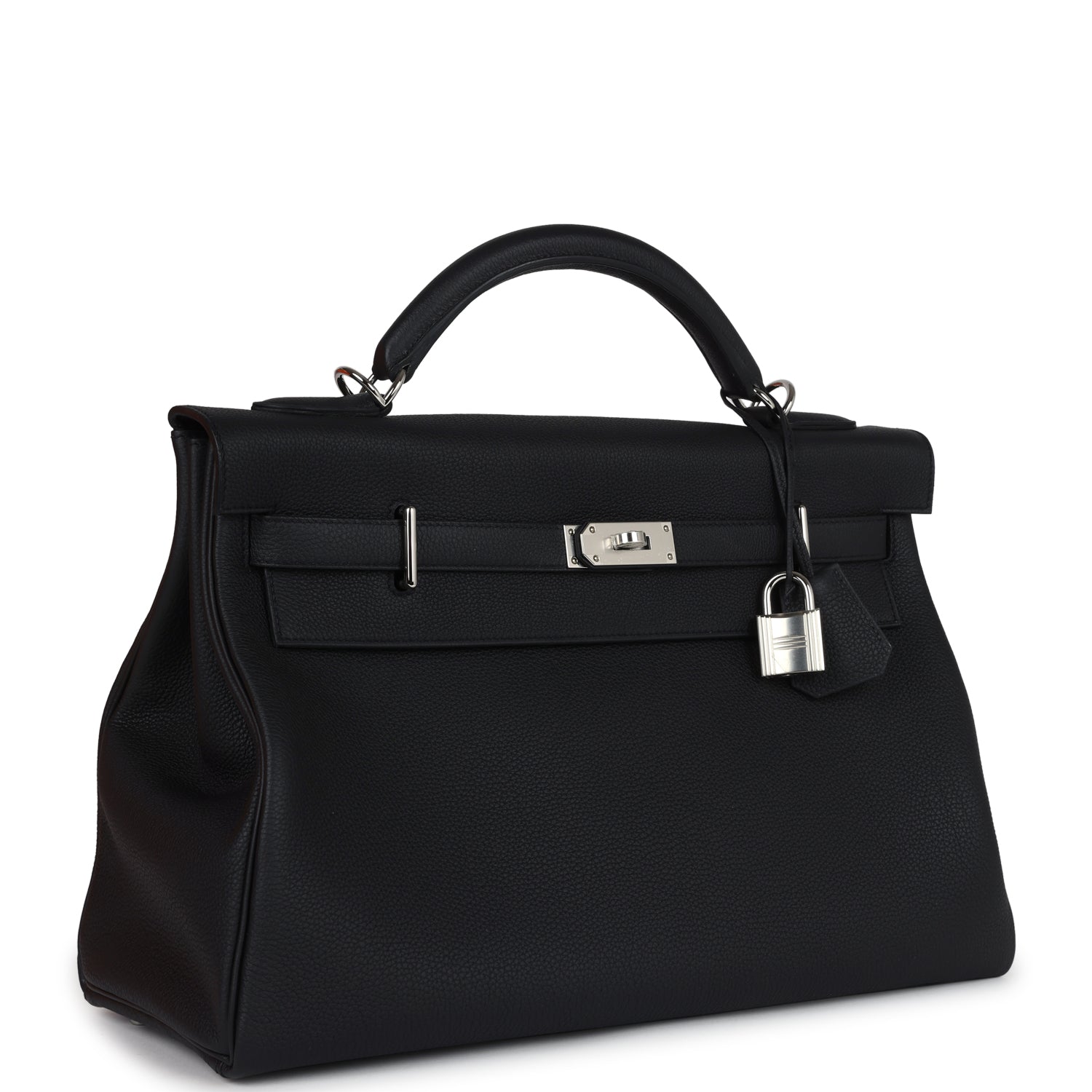 Hermes Kelly 42 Maxi Black Togo Palladium Hardware - Exclusu