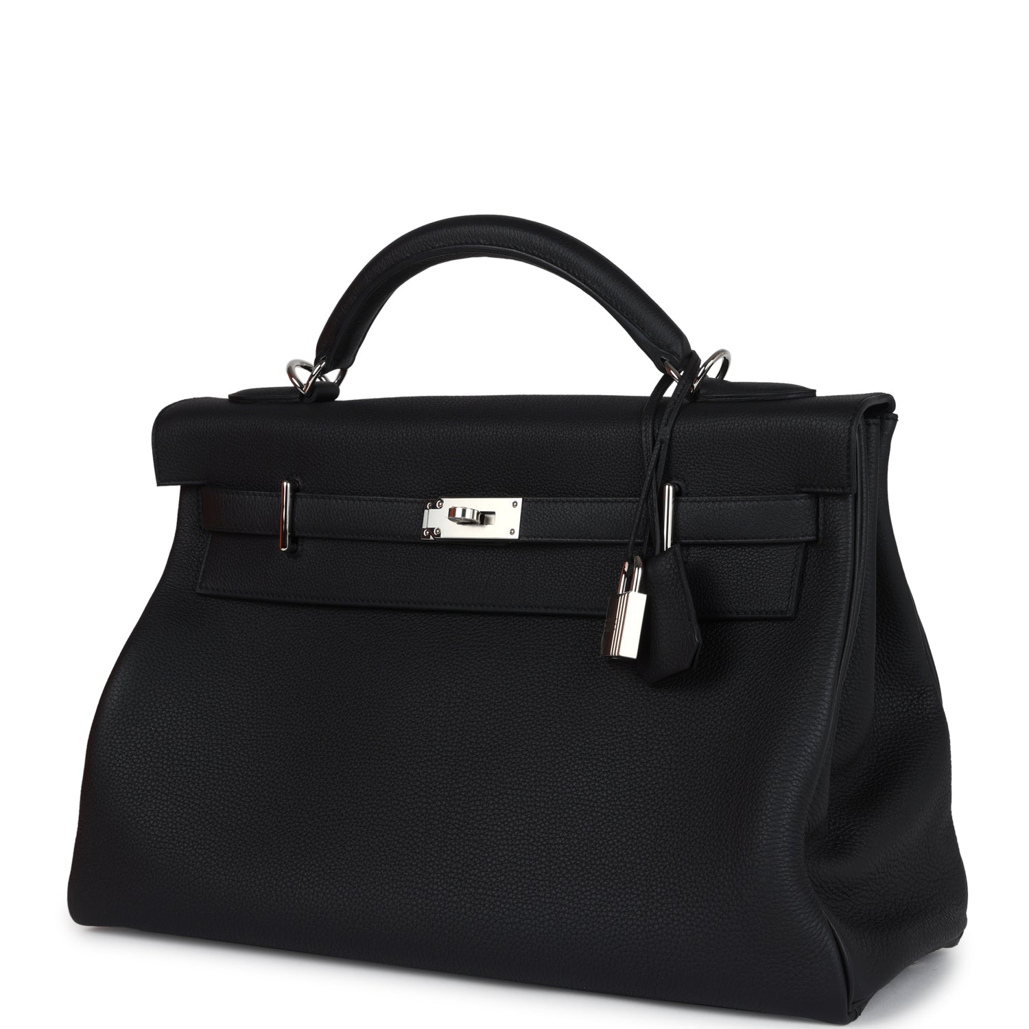 Hermes Kelly 42 Maxi Black Togo Palladium Hardware - Exclusu
