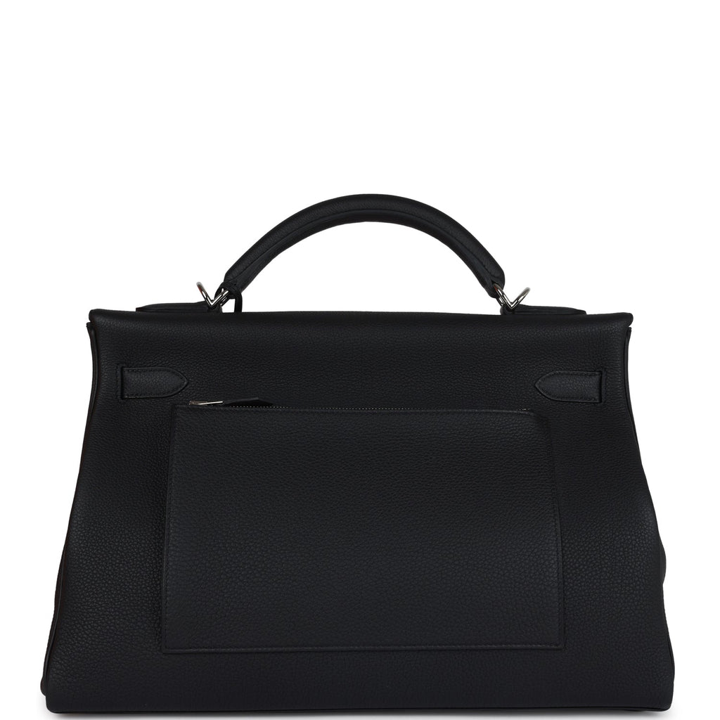 Hermes Kelly 42 Maxi Black Togo Palladium Hardware - Exclusu