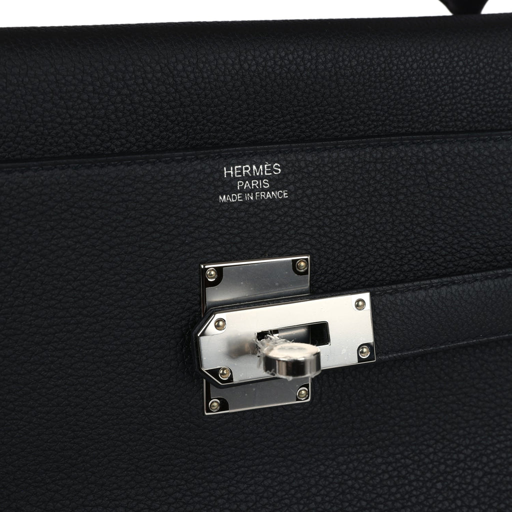 Hermes Kelly 42 Maxi Black Togo Palladium Hardware - Exclusu