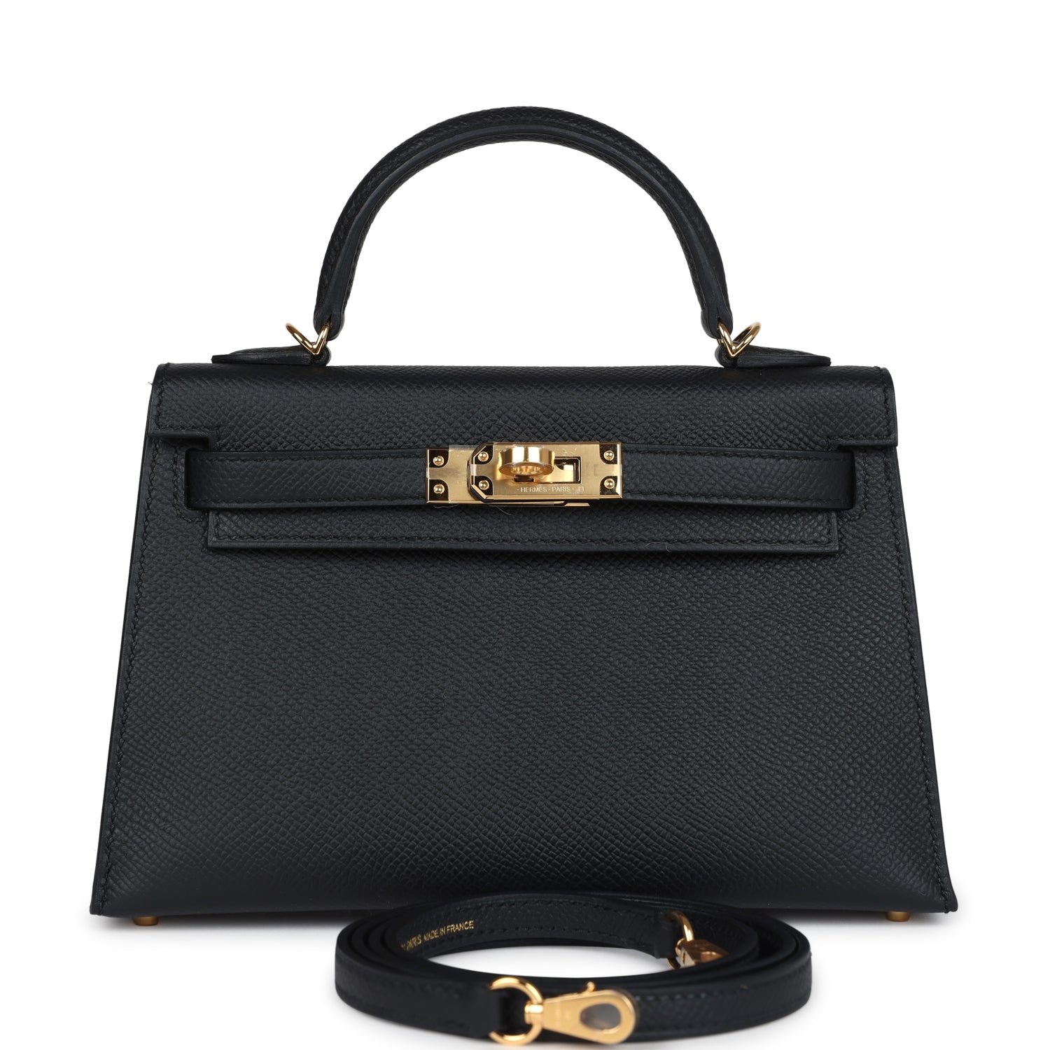 Hermes Kelly Sellier 20 Black Epsom Gold Hardware - Exclusu