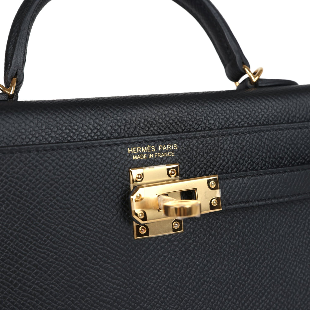 Hermes Kelly Sellier 20 Black Epsom Gold Hardware - Exclusu