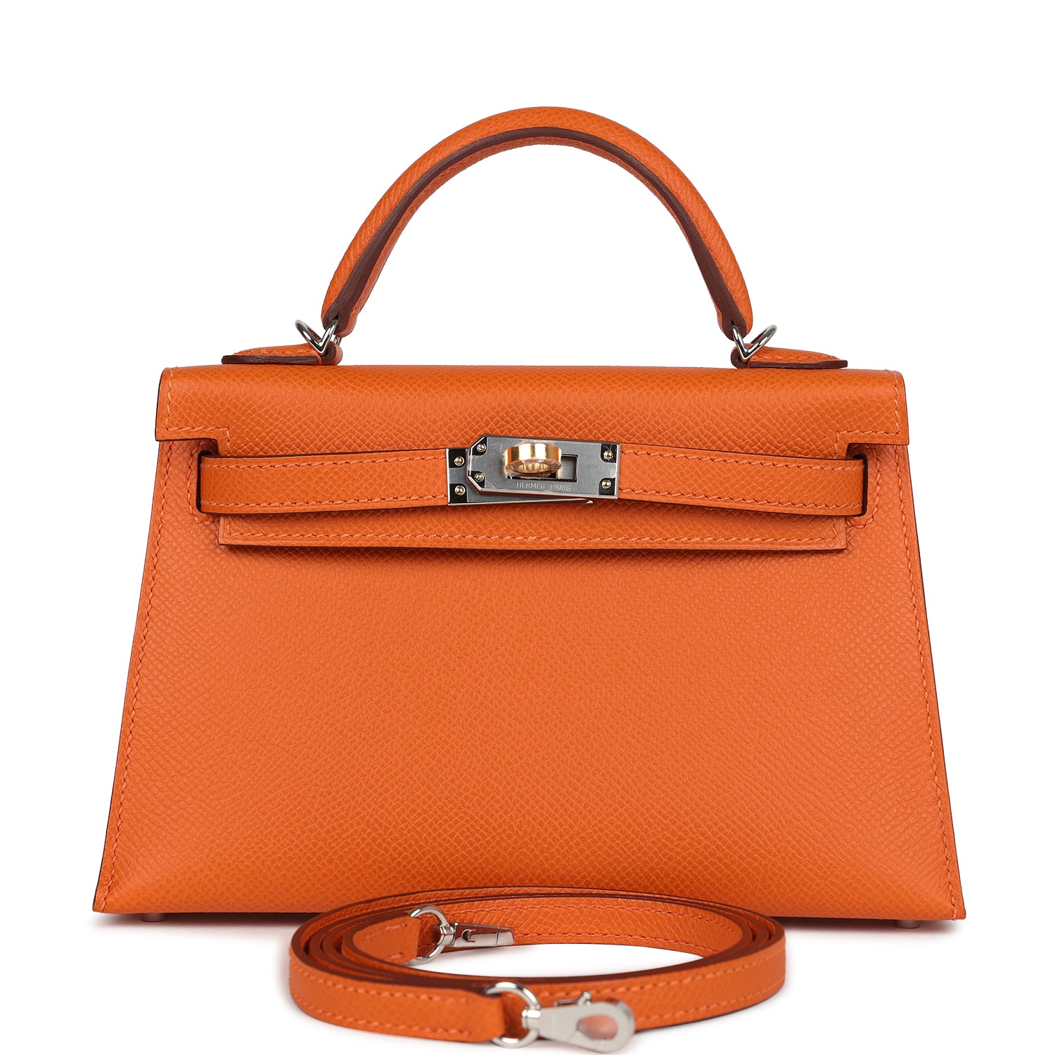 Hermes Kelly Sellier 20 Orange Epsom Electrum Hardware - Exclusu