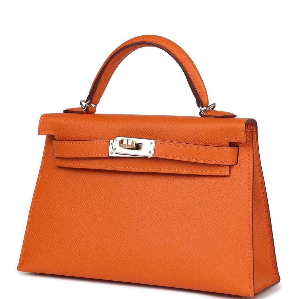Hermes Kelly Sellier 20 Orange Epsom Electrum Hardware - Exclusu