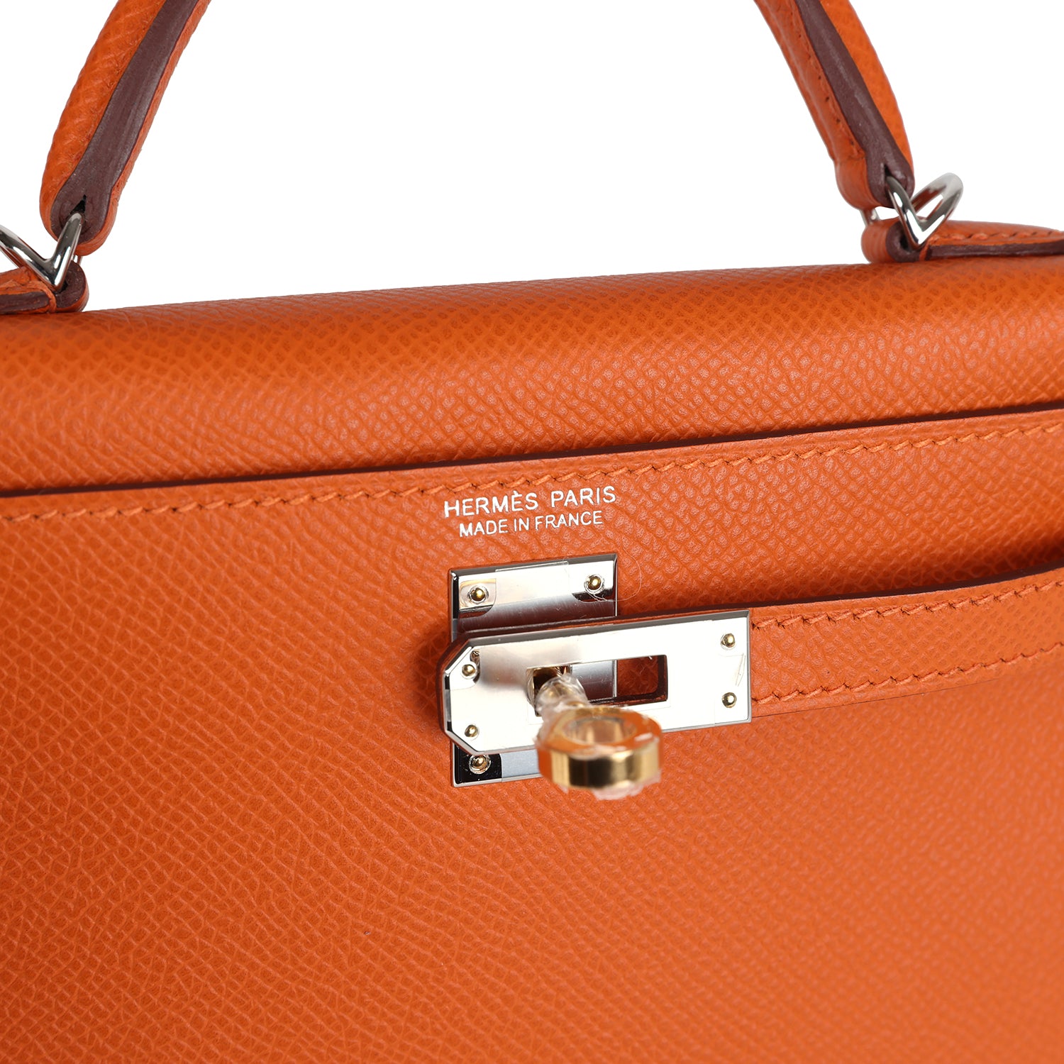 Hermes Kelly Sellier 20 Orange Epsom Electrum Hardware - Exclusu
