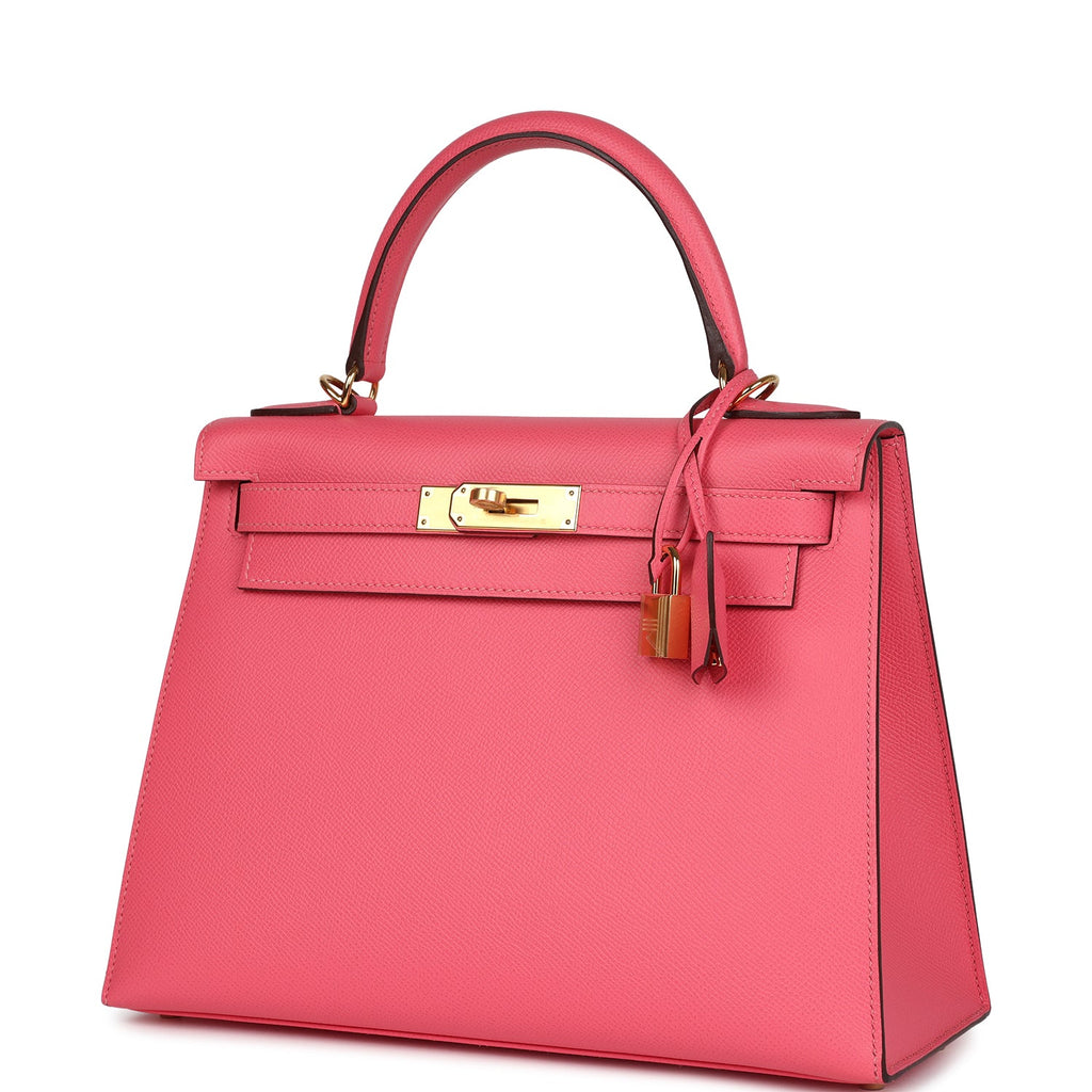 Hermes Kelly Sellier 28 Rose Azalee Epsom Gold Hardware - Exclusu