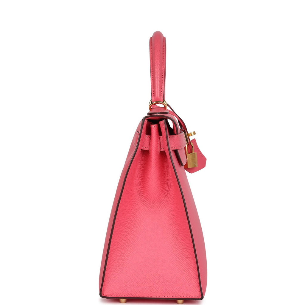 Hermes Kelly Sellier 28 Rose Azalee Epsom Gold Hardware - Exclusu