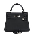 Hermes Kelly Retourne 28 Black Togo Palladium Hardware - Exclusu
