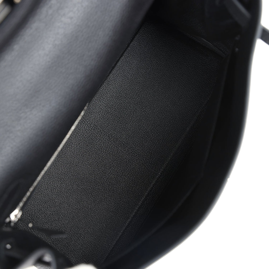 Hermes Kelly Retourne 28 Black Togo Palladium Hardware - Exclusu