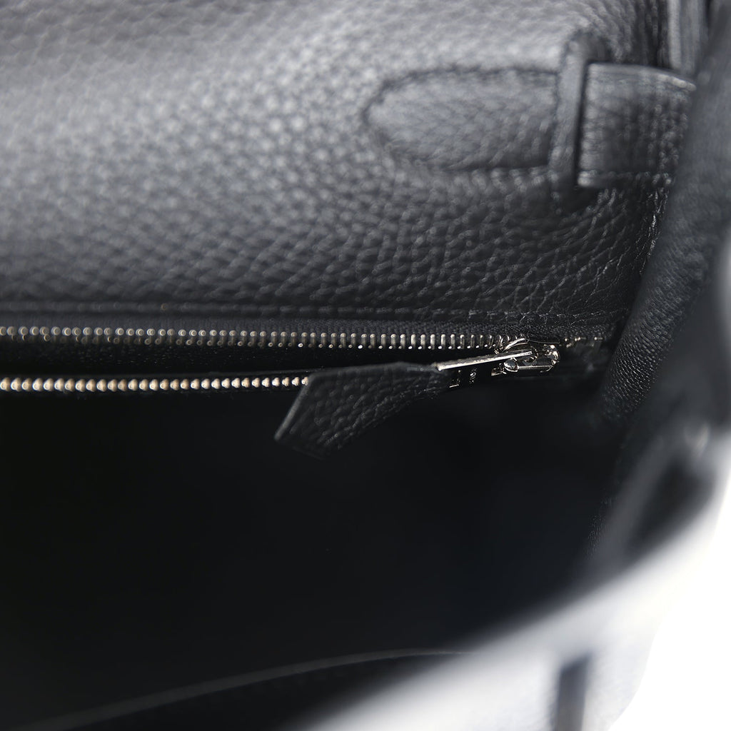 Hermes Kelly Retourne 28 Black Togo Palladium Hardware - Exclusu