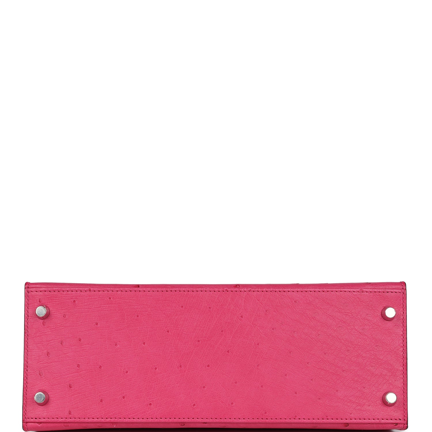 Hermes Kelly Sellier 28 Rose Tyrien Ostrich Palladium Hardware - Exclusu