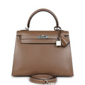 Hermes Kelly Sellier 25 Etoupe Tadelakt Palladium Hardware - Exclusu