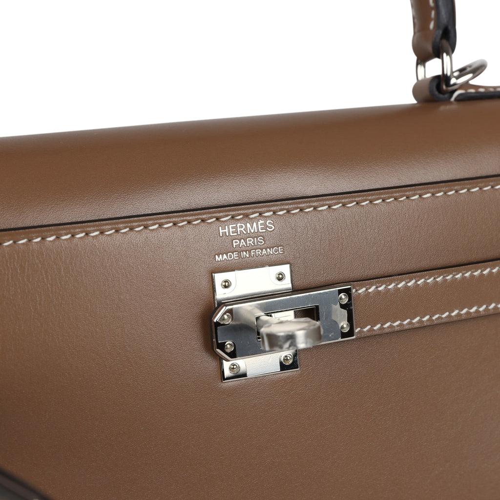 Hermes Kelly Sellier 25 Etoupe Tadelakt Palladium Hardware - Exclusu