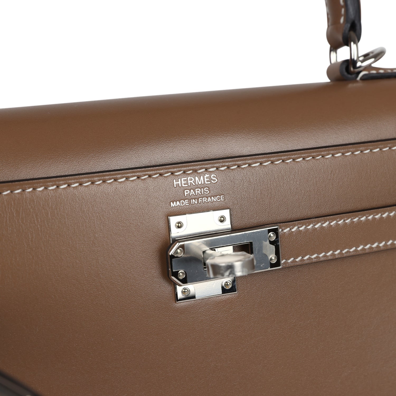 Hermes Kelly Sellier 25 Etoupe Tadelakt Palladium Hardware - Exclusu