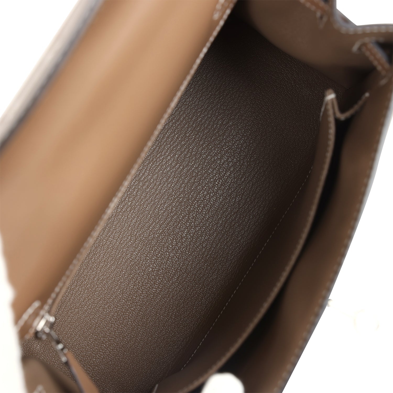 Hermes Kelly Sellier 25 Etoupe Tadelakt Palladium Hardware - Exclusu