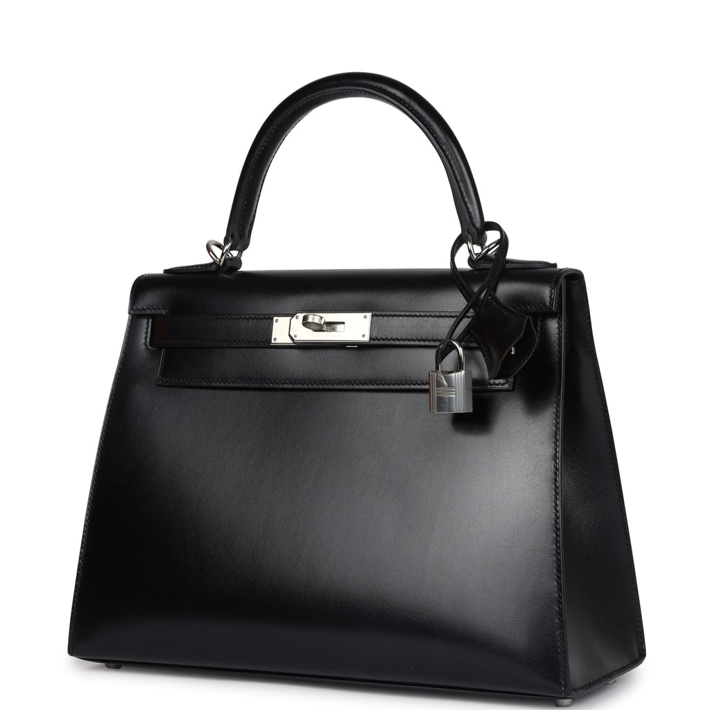 Hermes Kelly Sellier 28 Black Box Palladium Hardware - Exclusu