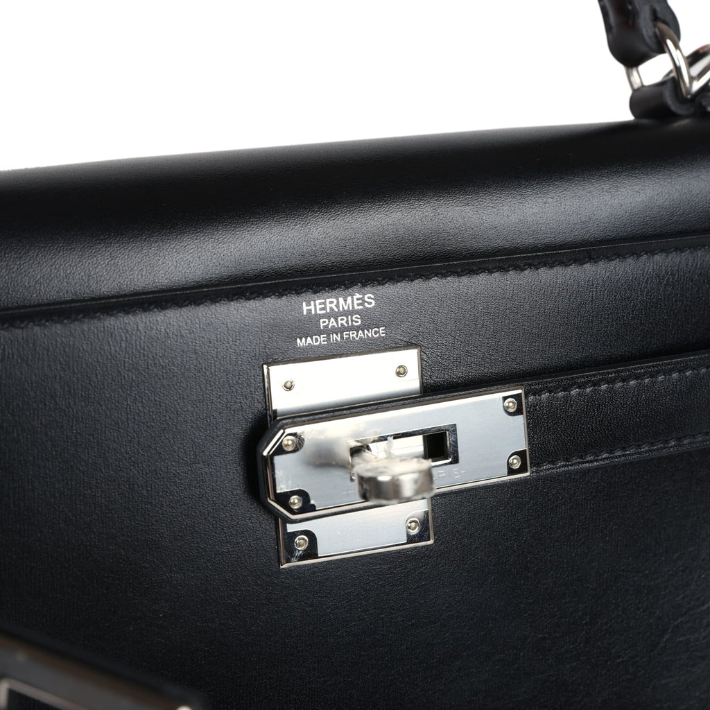 Hermes Kelly Sellier 28 Black Box Palladium Hardware - Exclusu