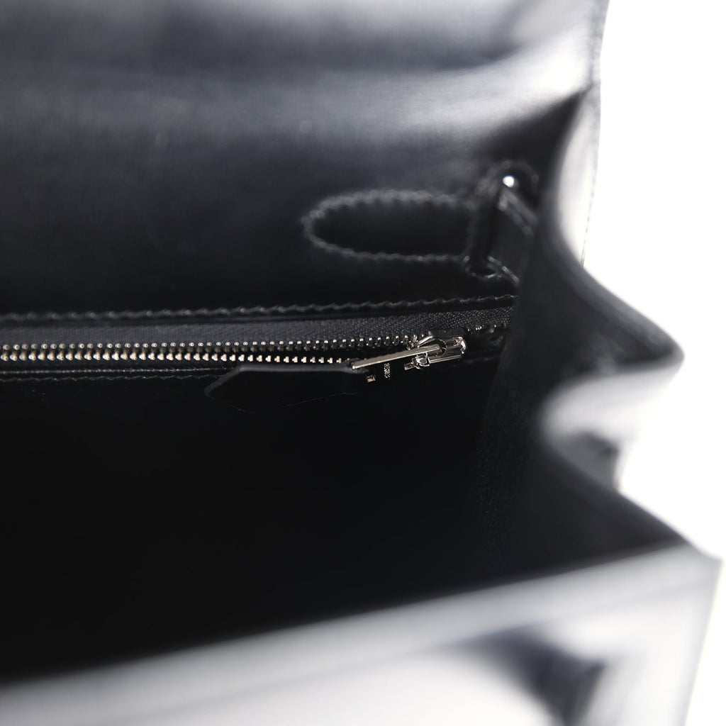 Hermes Kelly Sellier 28 Black Box Palladium Hardware - Exclusu