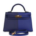 Hermes Casaque Kelly Sellier 20 Bleu Electric and Bleu Encre Epsom Gold Hardware - Exclusu