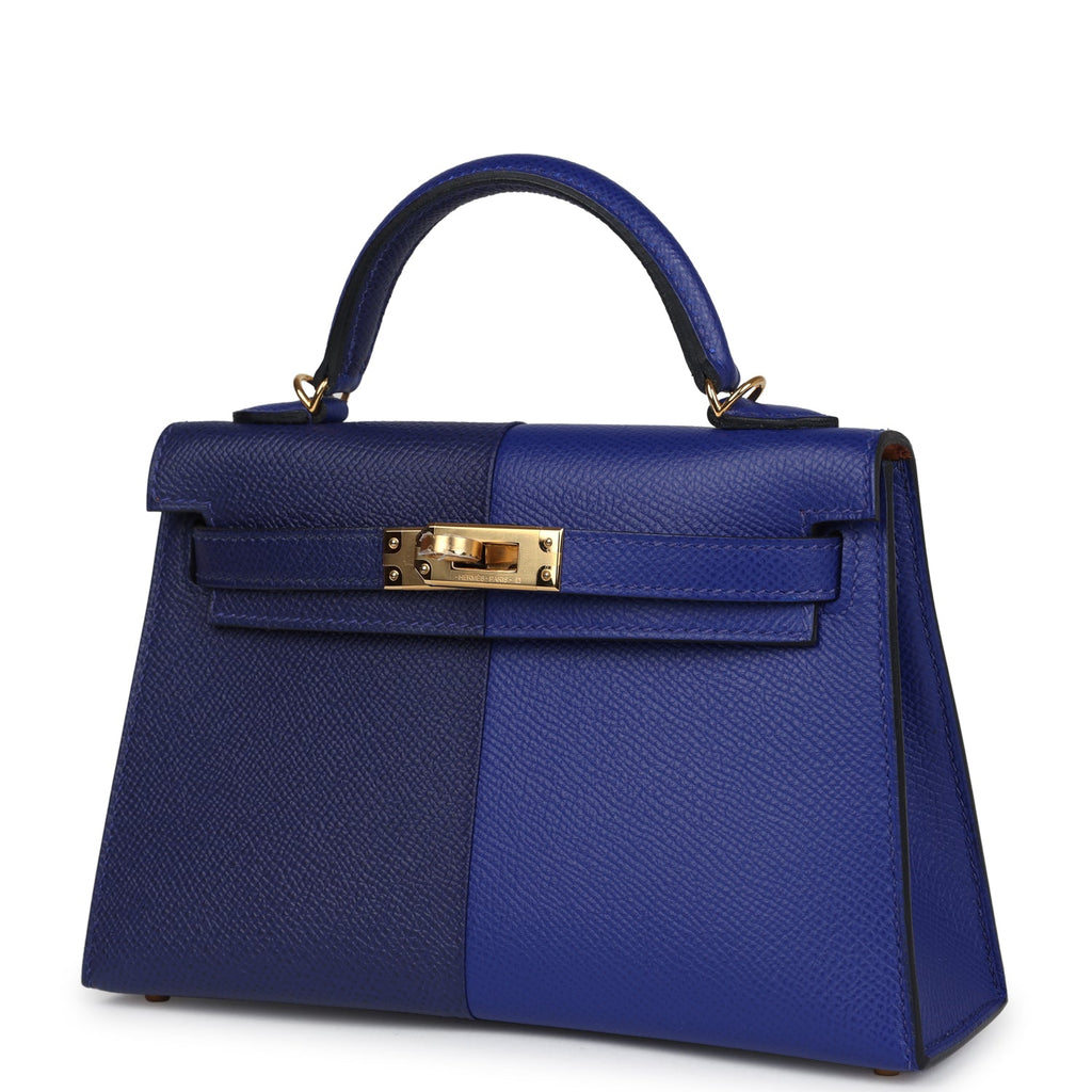 Hermes Casaque Kelly Sellier 20 Bleu Electric and Bleu Encre Epsom Gold Hardware - Exclusu