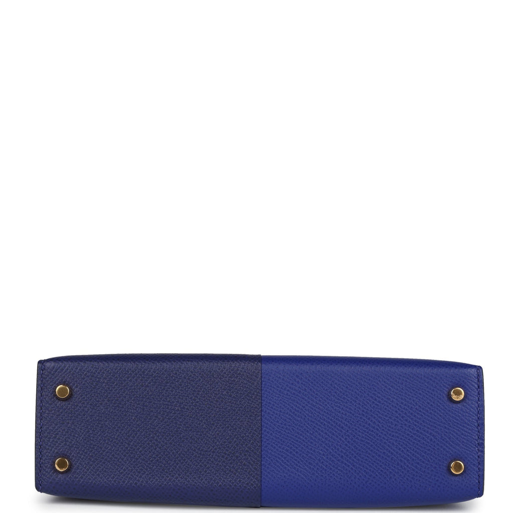 Hermes Casaque Kelly Sellier 20 Bleu Electric and Bleu Encre Epsom Gold Hardware - Exclusu