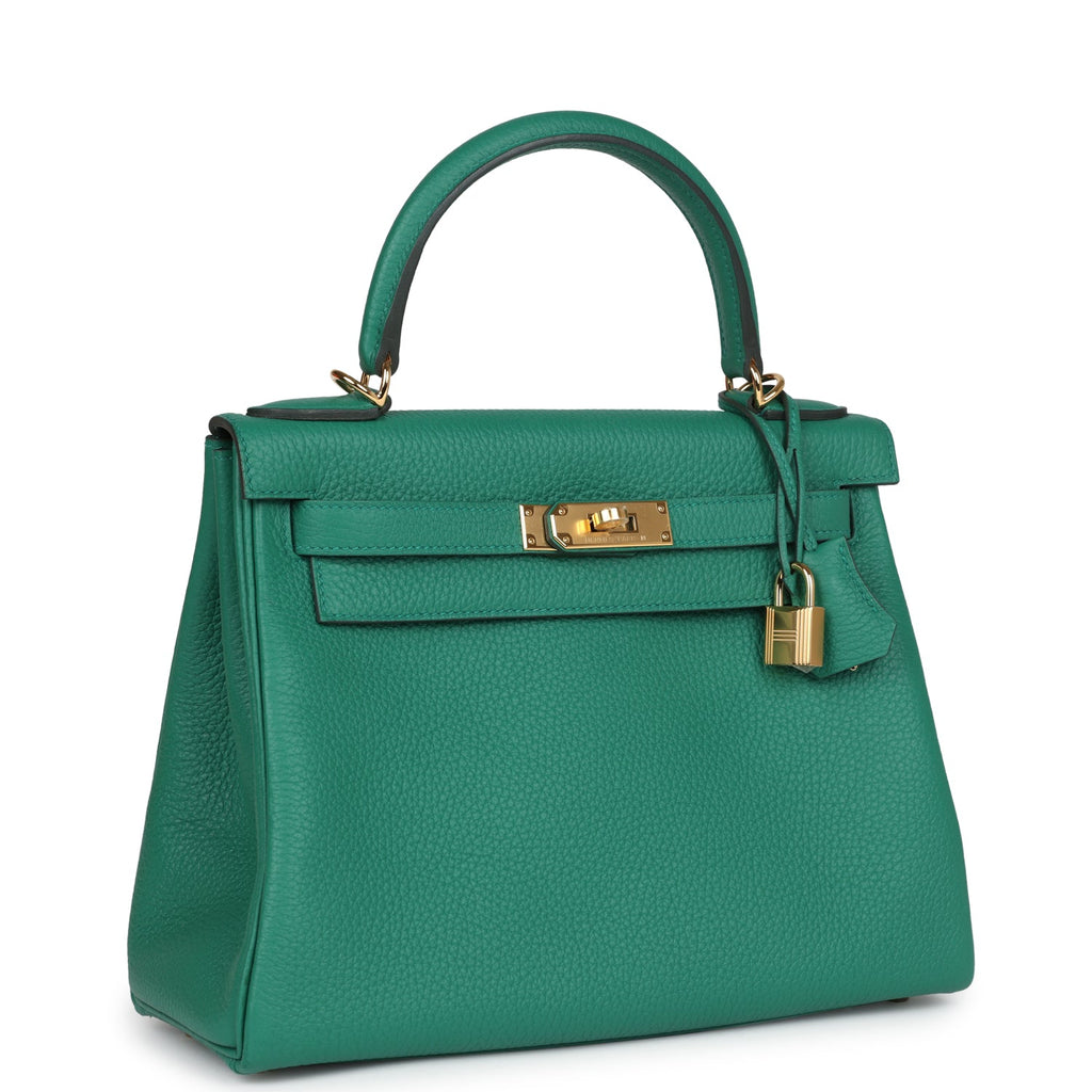 Hermes Kelly Retourne 28 Vert Vertigo Clemence Gold Hardware - Exclusu