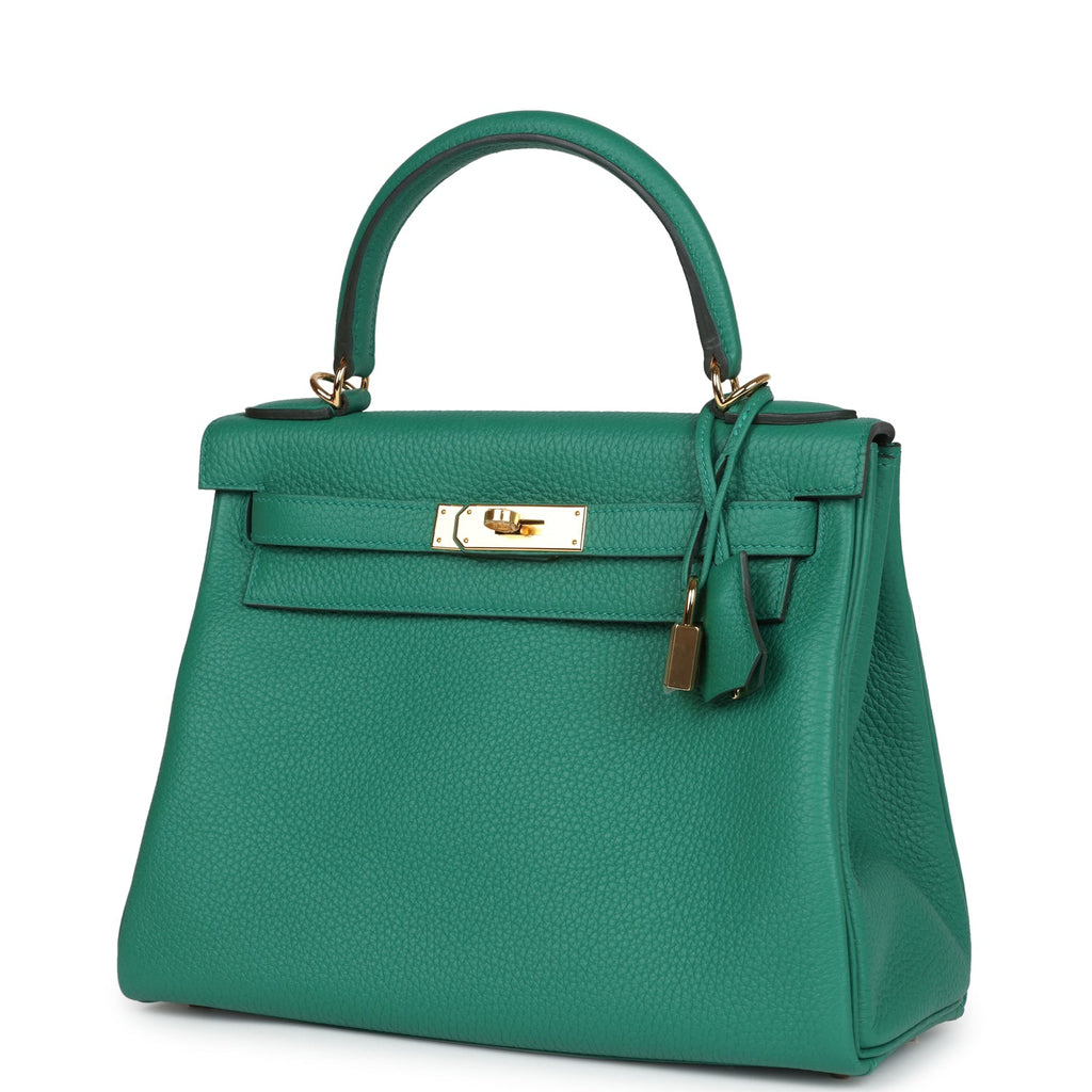 Hermes Kelly Retourne 28 Vert Vertigo Clemence Gold Hardware - Exclusu